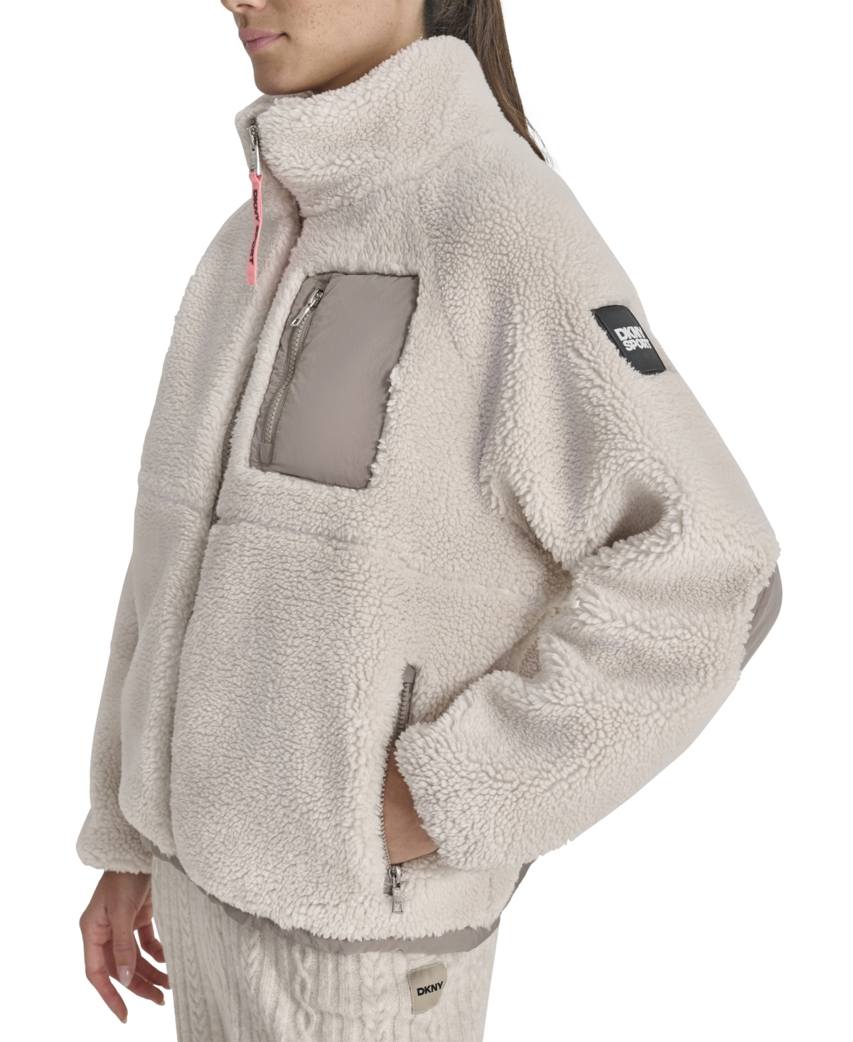 Dkny Sport Women's Sherpa Mock-Neck Jacket
