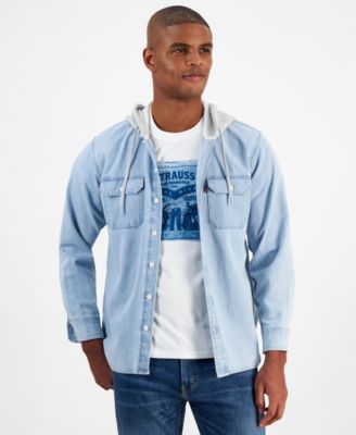 Men's Relaxed-Fit Hooded Denim Shirt Jacket 