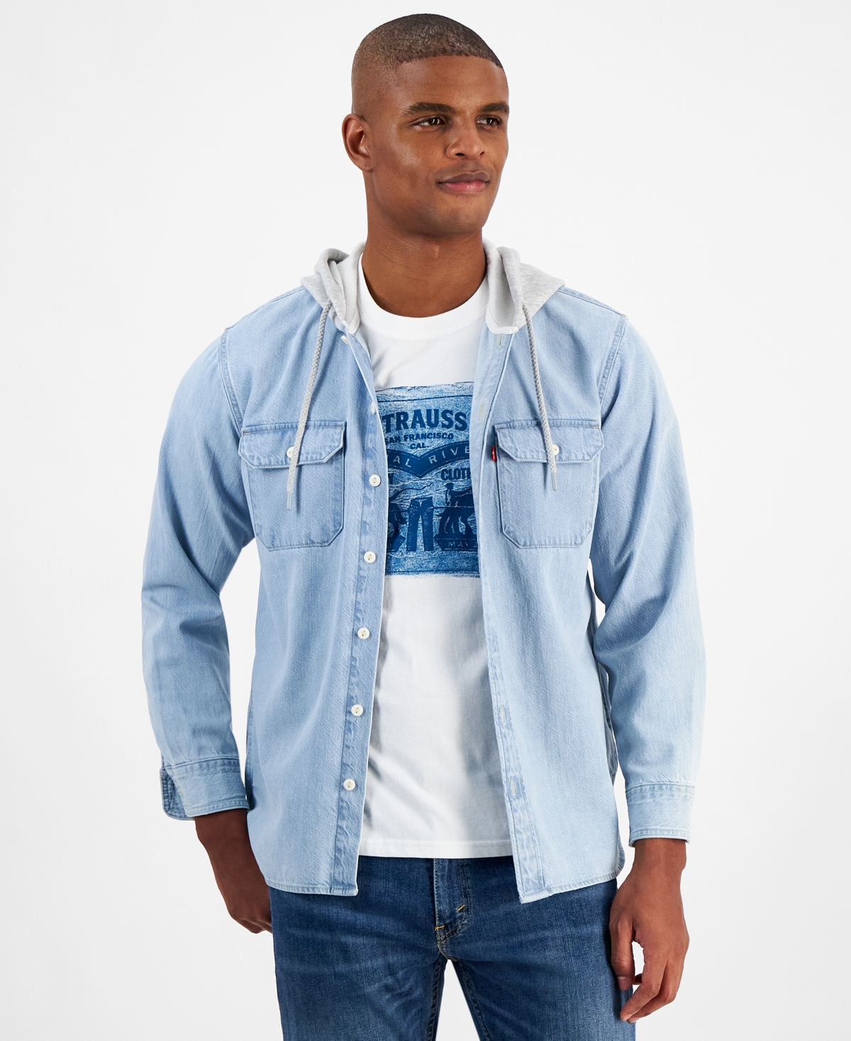 Levi s Men s Relaxed Fit Hooded Denim Shirt Jacket Lassen Sto Smart Closet