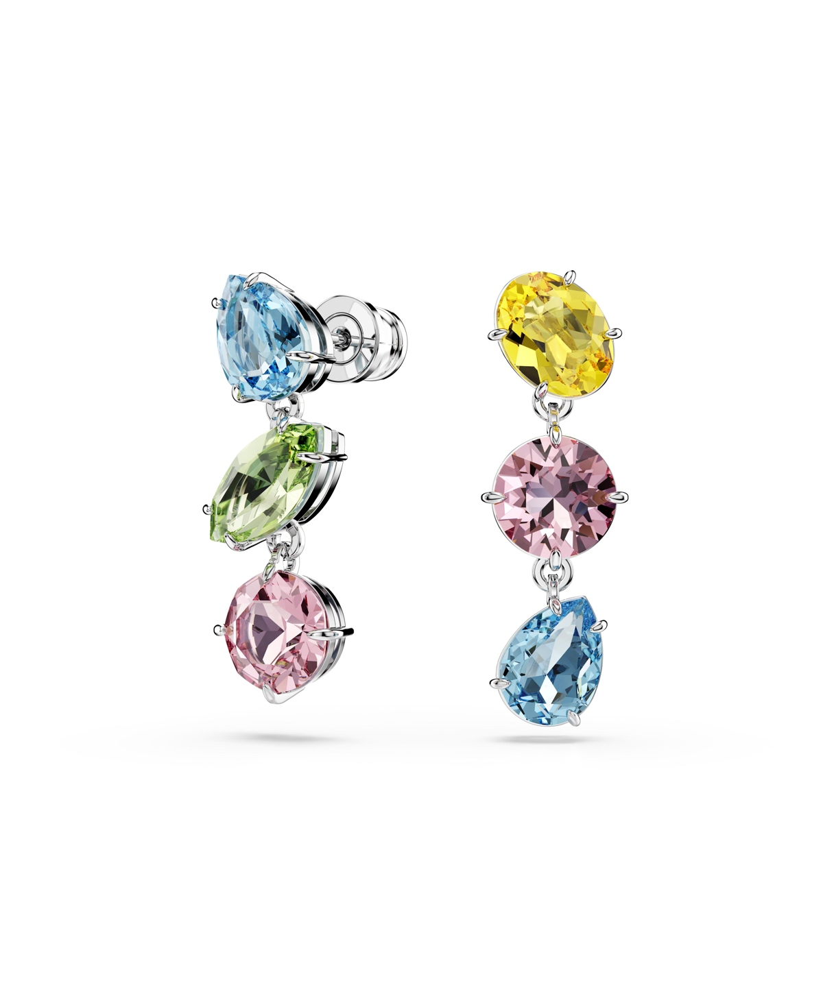 Swarovski Mixed Cuts Multicolored Rhodium Plated Gema Drop Earrings In Multicolored