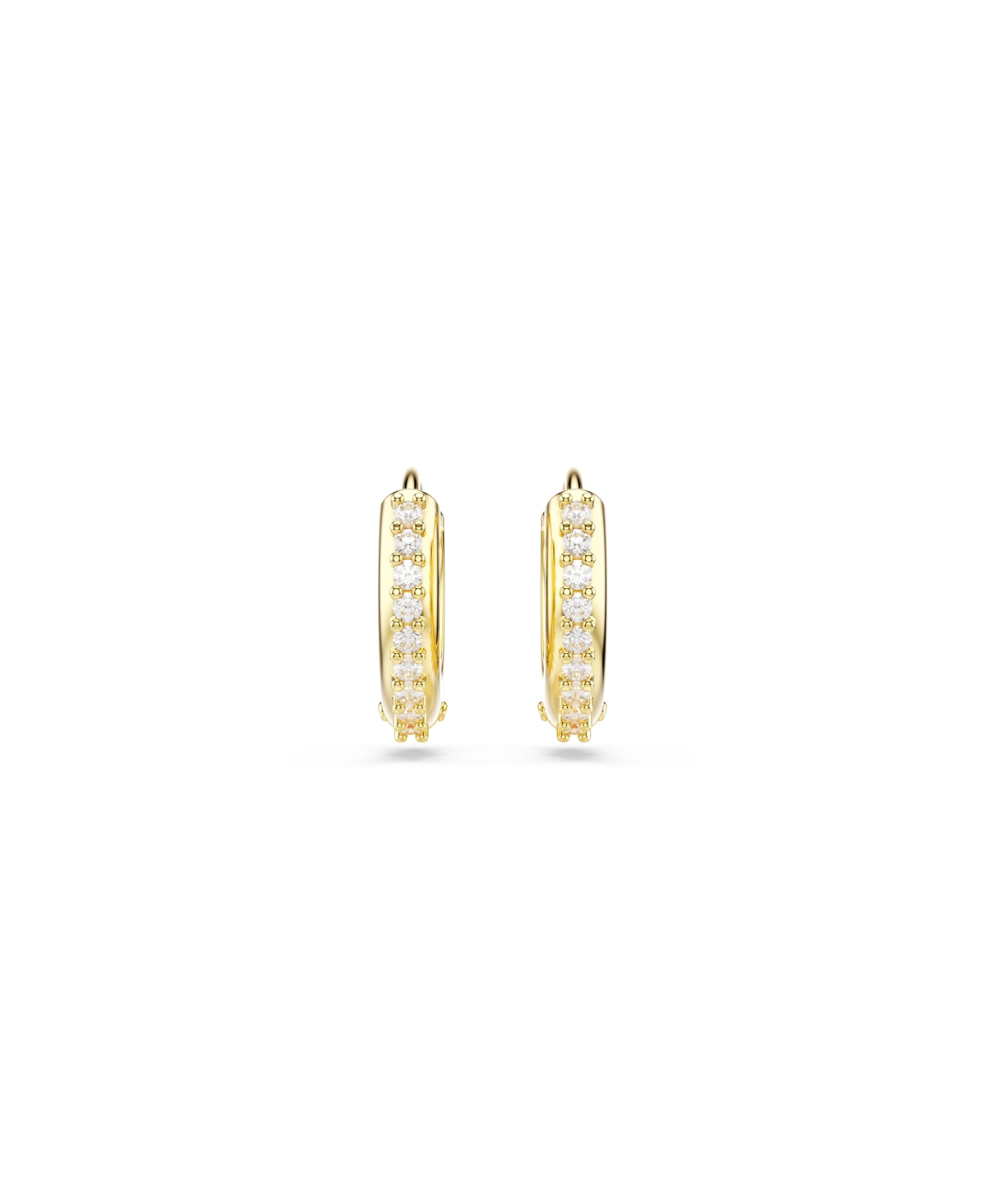 Swarovski Round Cut White Gold-tone Plated Matrix Hoop Earrings In Gold