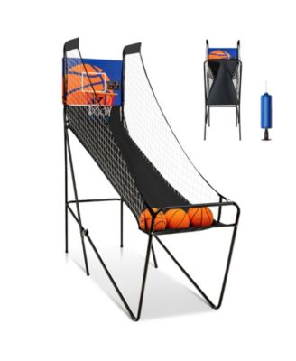 Foldable Single Shot Basketball Arcade Game with Electronic Scorer and Basketballs