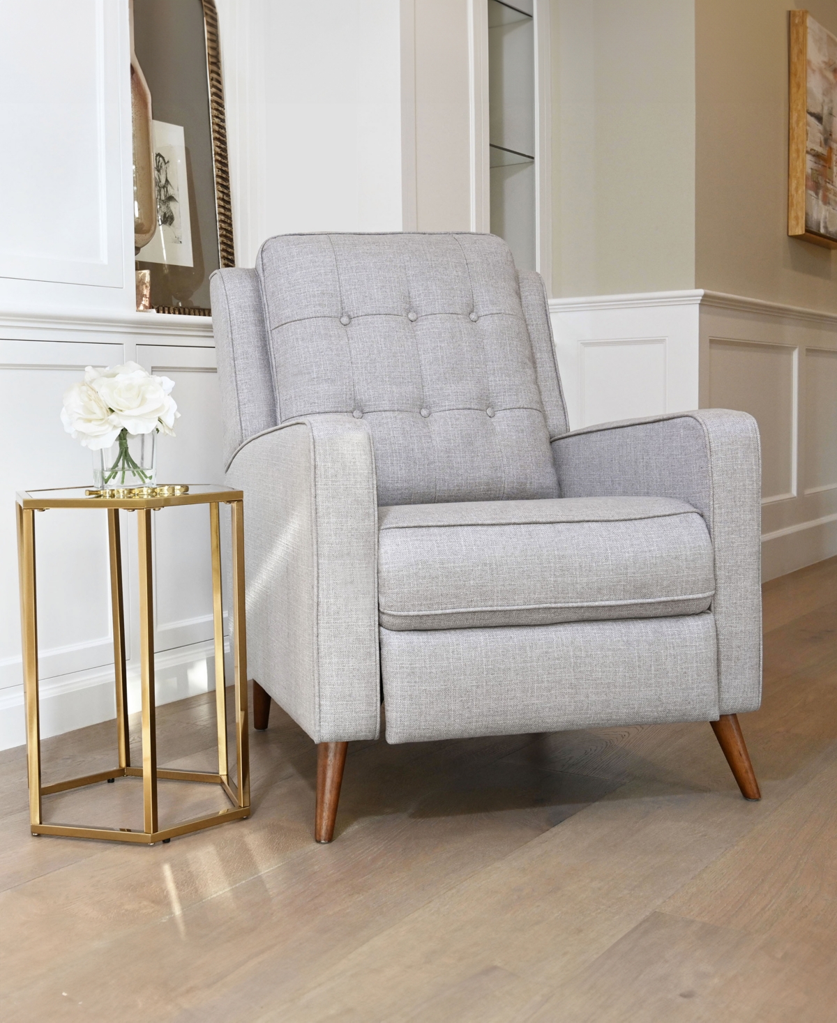 ABBYSON LIVING 38" MID-CENTURY FABRIC PUSHBACK RECLINER 