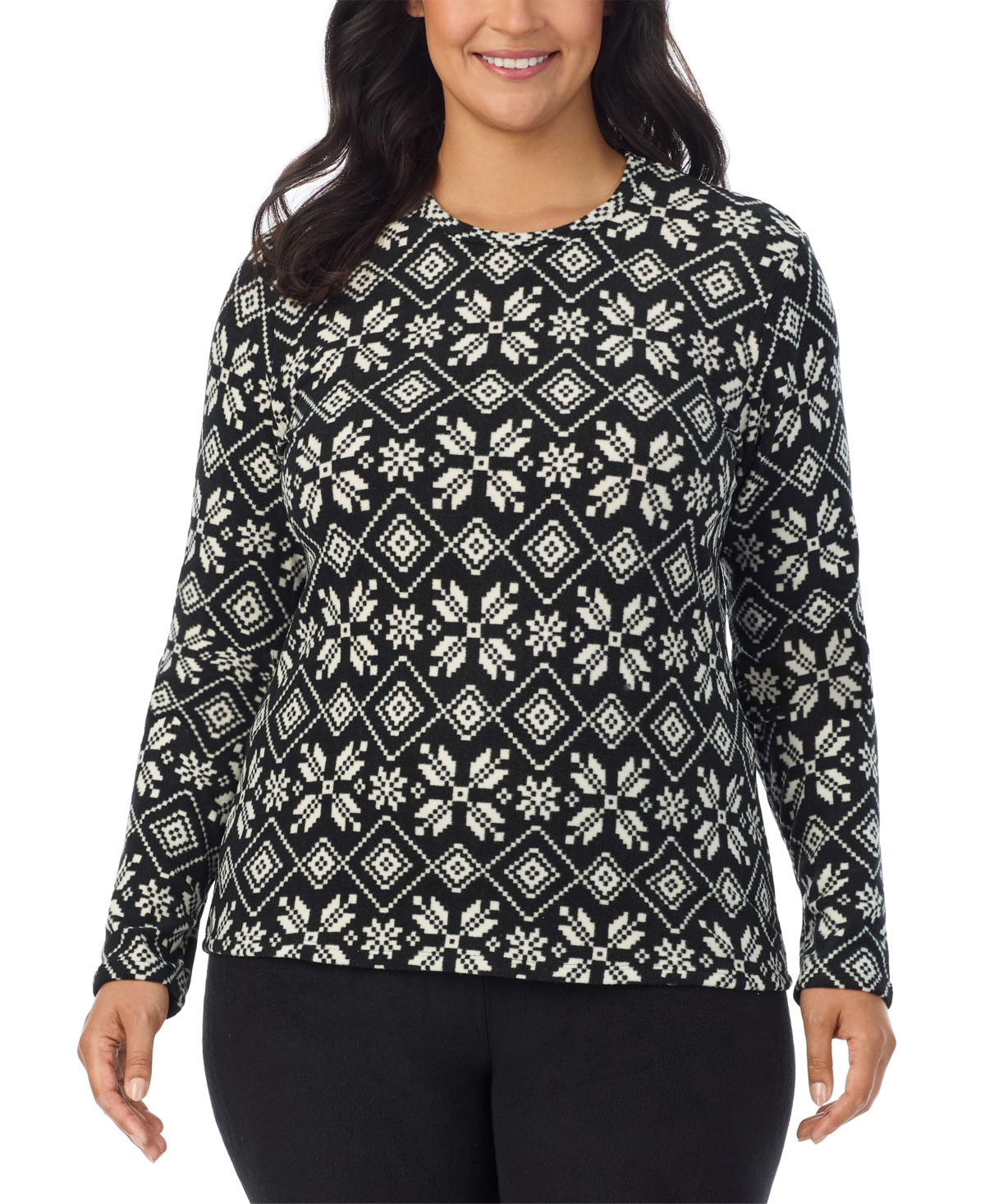 CUDDL DUDS PLUS SIZE FLEECEWEAR LONG-SLEEVE CREWNECK TOP 