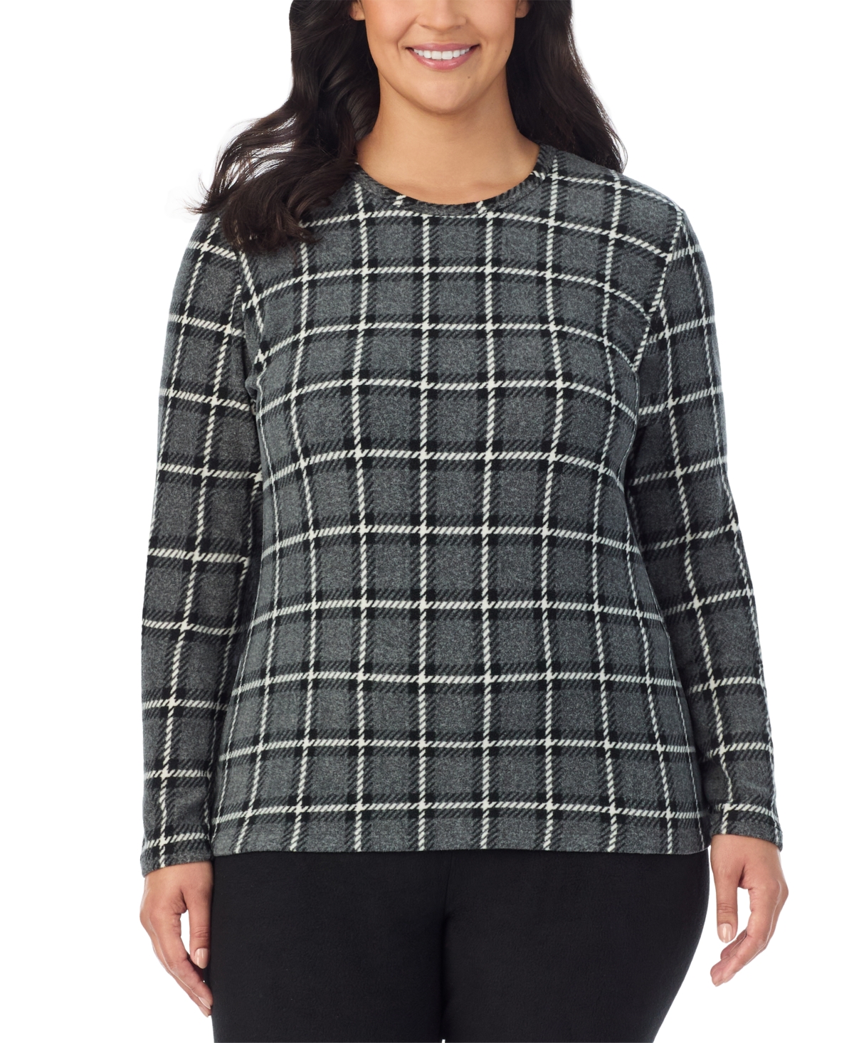 CUDDL DUDS PLUS SIZE FLEECEWEAR LONG-SLEEVE CREWNECK TOP 
