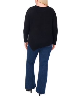 Plus Size Cozy Asymmetric-Hem Sweater