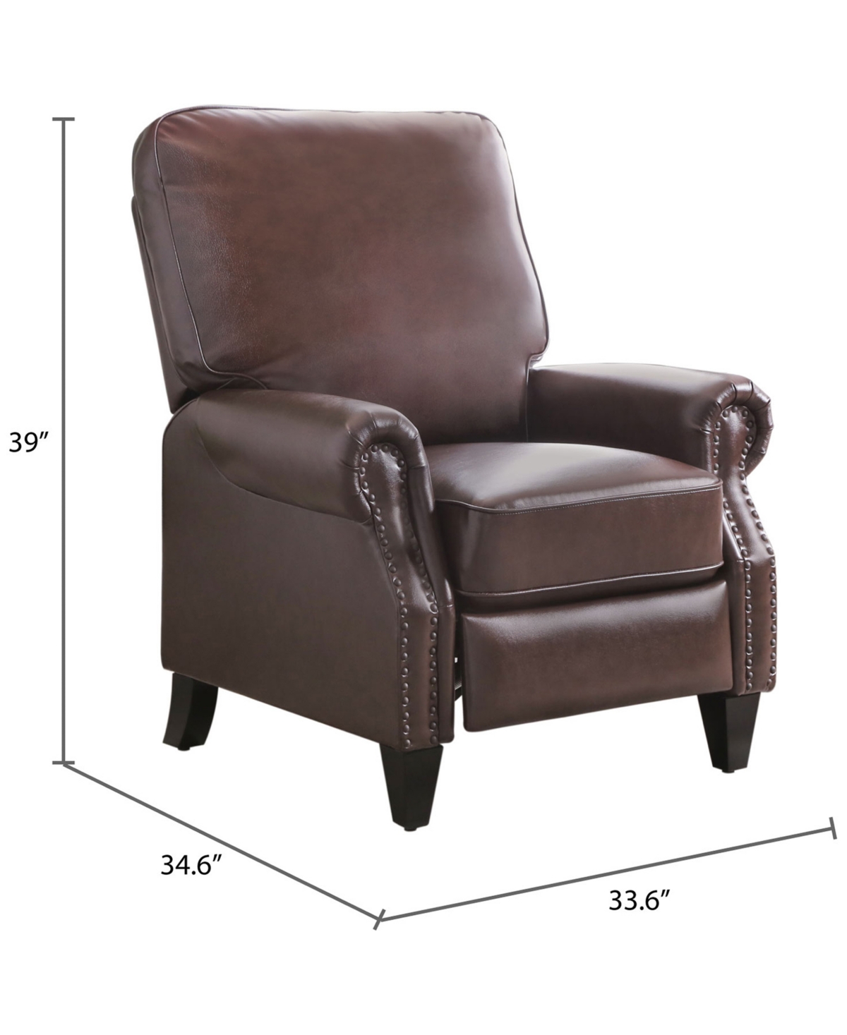 Shop Abbyson Living 33" Pushback Polyurethane Leather Recline In Brown