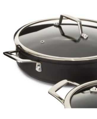 Essentials 10Pc Non-stick Hard Anodized Cookware Set With Glass lid, Black