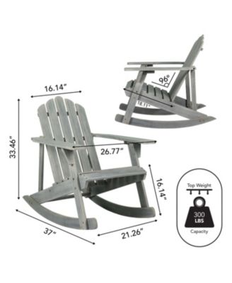 Kiawah Outdoor Patio Classic Acacia Wood Adirondack Rocking Chair, Gray