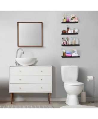 4-Pack 16&amp;#x22; Rustic Floating Shelves Mahogany finish for bedroom, kitchen, office Perfect for books, frames, trophies &amp; decor