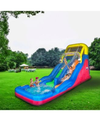 Double Drop Raceway 2 Lane Inflatable Outdoor Water Slide & Climbing Wall