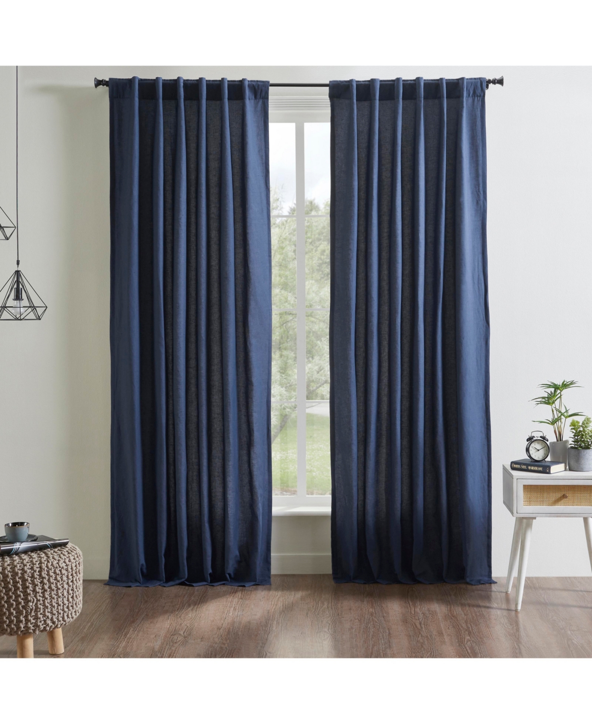 Kendall Linen Cotton Curtain Panel - Lined with Rod Pocket and Hidden Back Tabs - White