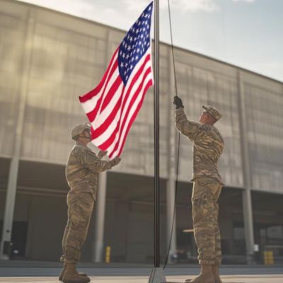 Bravery 20 Ft Aluminum Sectional Flagpole with 3x5 Ft US Flag Gold Ball Outdoor