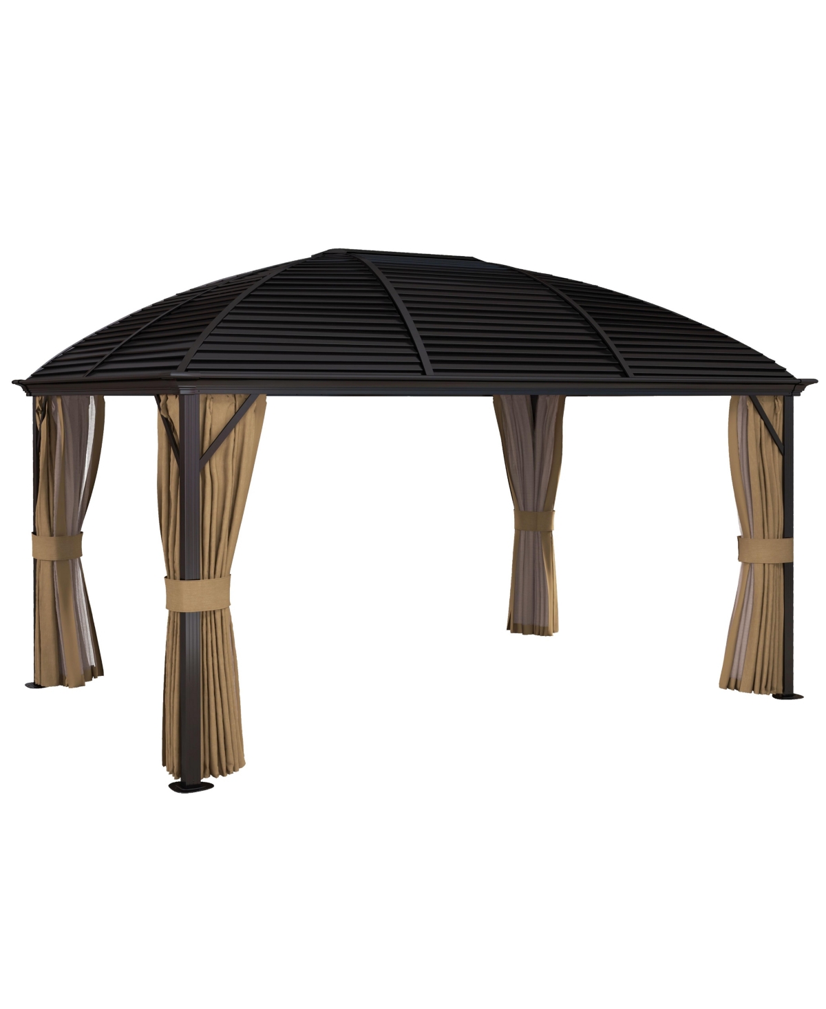 10' x 13' Hardtop Gazebo Canopy w/ Steel Roof, Sidewalls, Gray - Brown