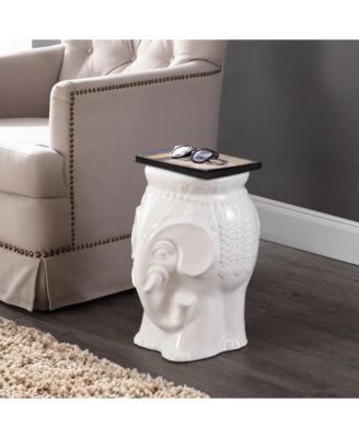 Orla 18.5" Modern Bohemian Elephant Ceramic Garden Stool, Yellow