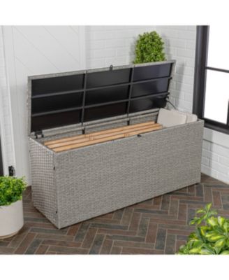 Nino 47.24&amp;quot; Modern Minimalist Outdoor Faux Wicker Deck and Patio Storage Box, Brown