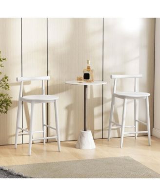 Bar Chair Counter Height Stools Set of 2 with Acacia Wood Frame Supporting Legs