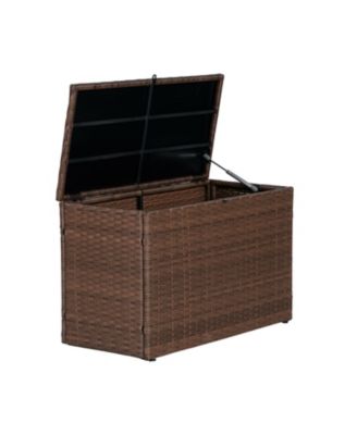 Nino 31.5" Modern Minimalist Outdoor Faux Wicker Deck and Patio Storage Box, Brown