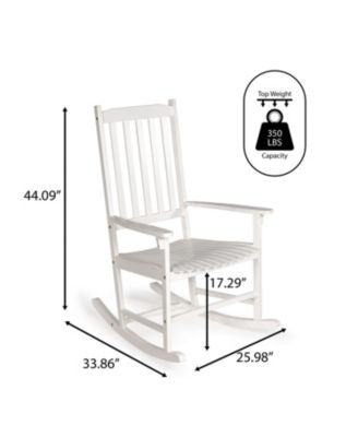 Seagrove Farmhouse Classic Slat-Back 350-LBS Support Acacia Wood Outdoor Rocking Chair, White