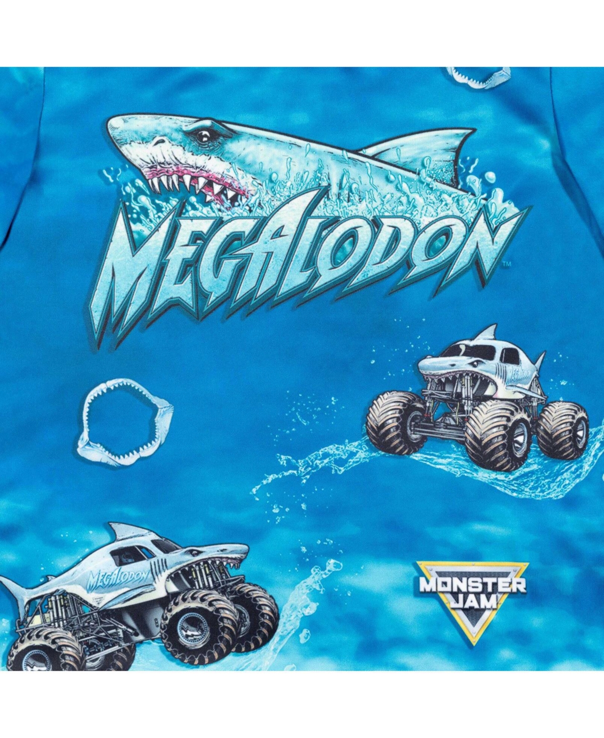 Monster Jam Toddler Boys 3 Pack T-Shirts to Grave Digger El Toro Loco Megalodon -purple/blue