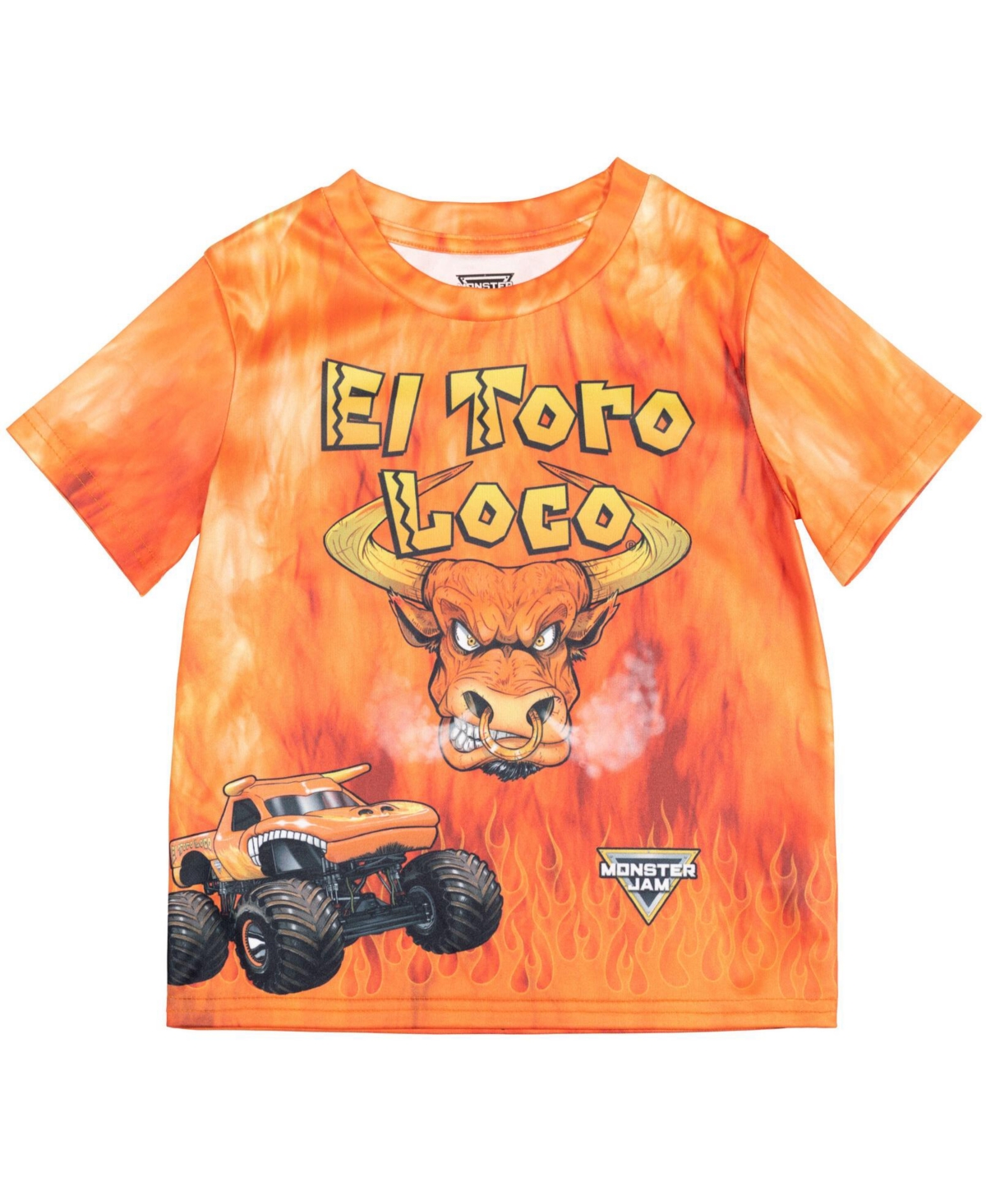 Monster Jam Toddler Boys 3 Pack T-Shirts to Grave Digger El Toro Loco Megalodon -purple/blue