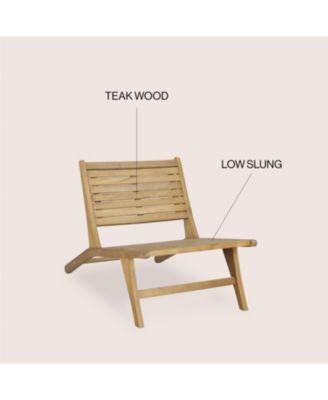Leo Mid-Century Modern Wood Armless Outdoor Patio Chair, Natural
