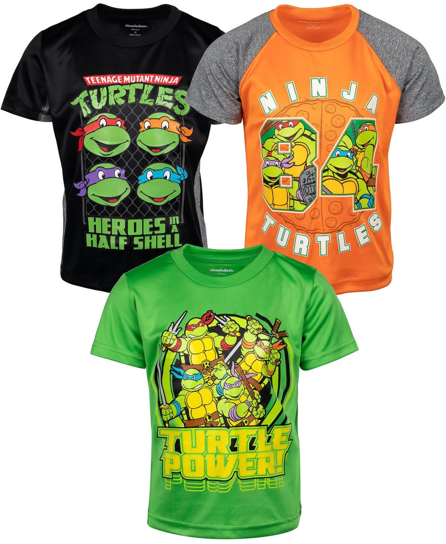 Футболки Teenage Mutant Ninja Turtles 3 Pack Athletic для мальчиков, цвет: Оранжевый чёрный зелёный — фото 1