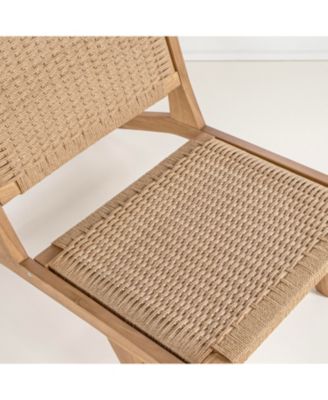 Parker Mid-Century Modern Woven Seagrass Wood Armless Lounge Chair, Natural