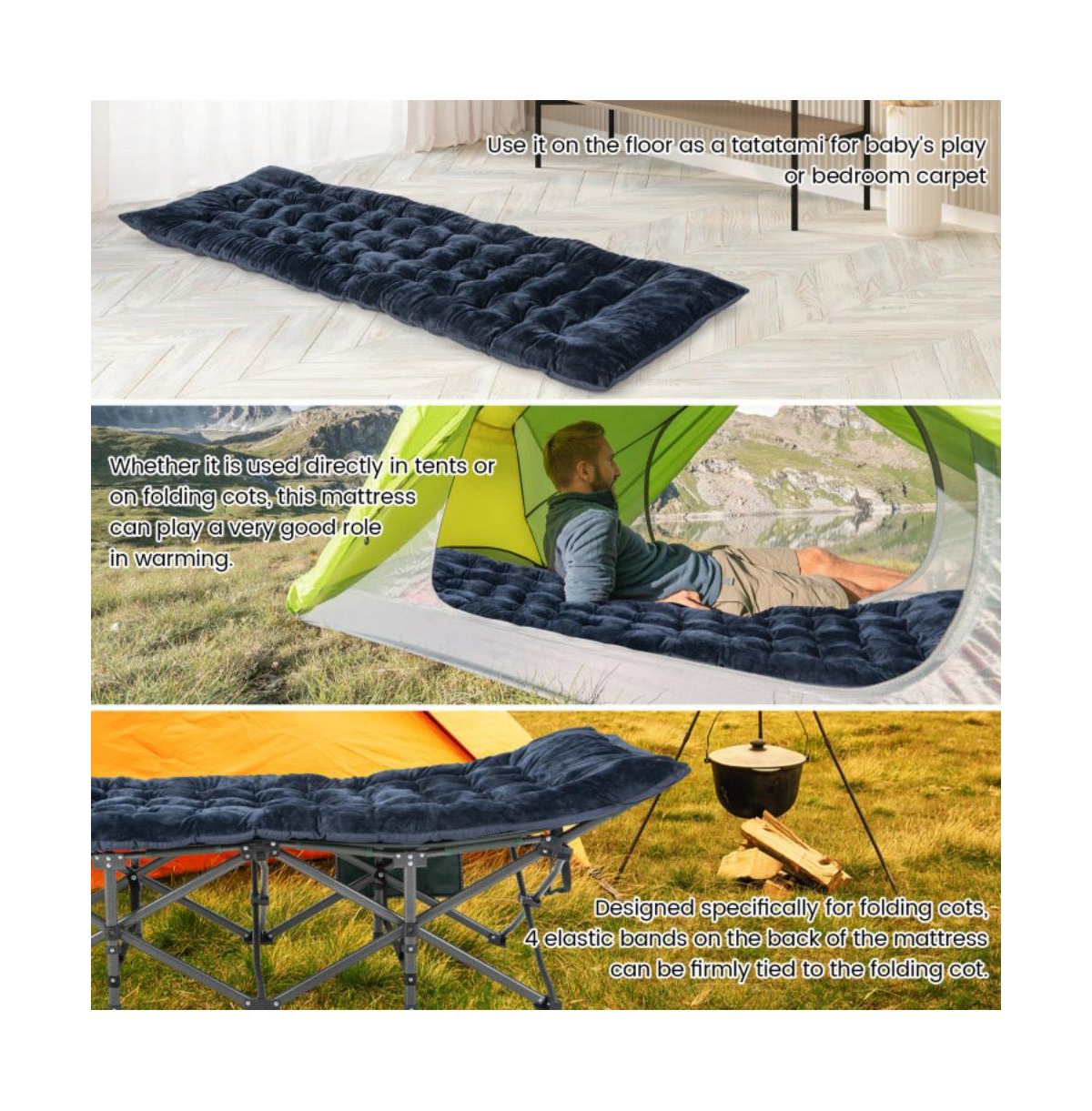 Vebreda 75 x Camping Cot Pads with Soft and Breathable Crystal Velvet