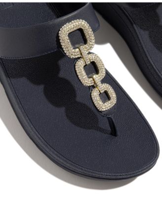 Women's Fino Crystal Chain Leather Toe-Post Sandals