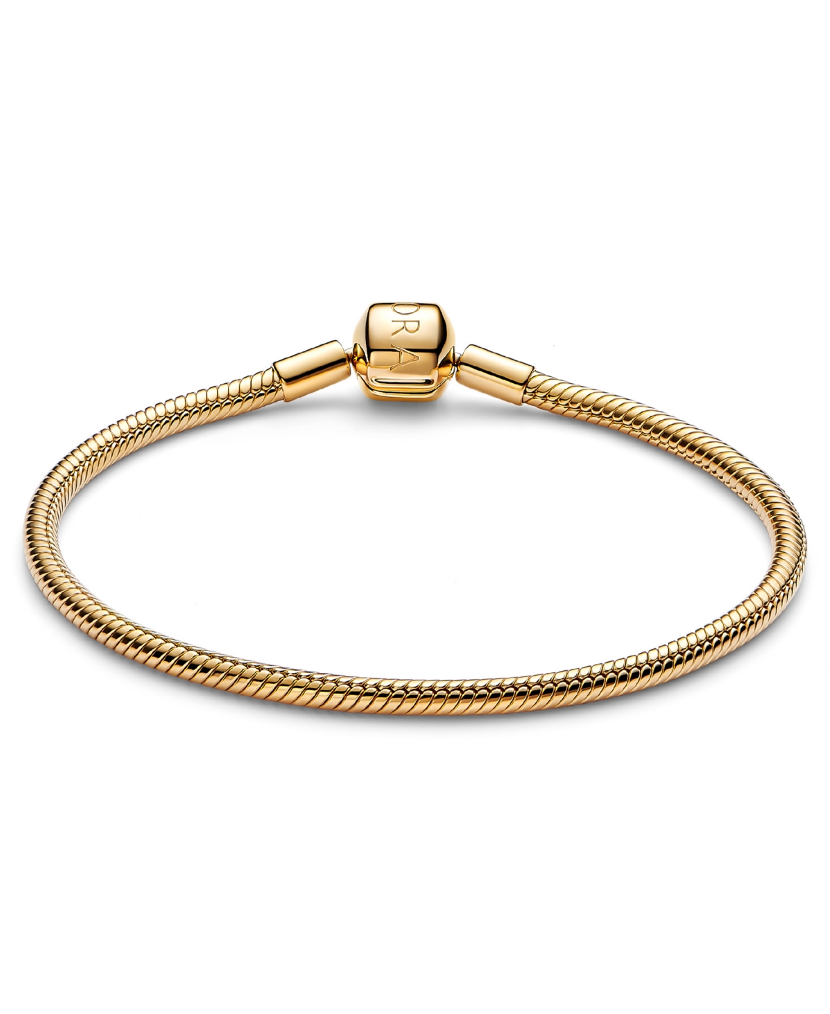 Pandora 14k Gold-plated Barrel Clasp Snake Chain Bracelet In Gold