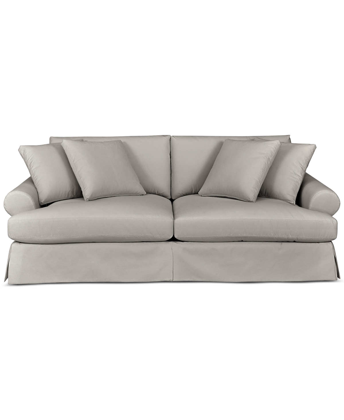 Macy's Brenalee 96" Roll Arm Performance Fabric Slipcover Sofa With Four Pillows In Lily Fog