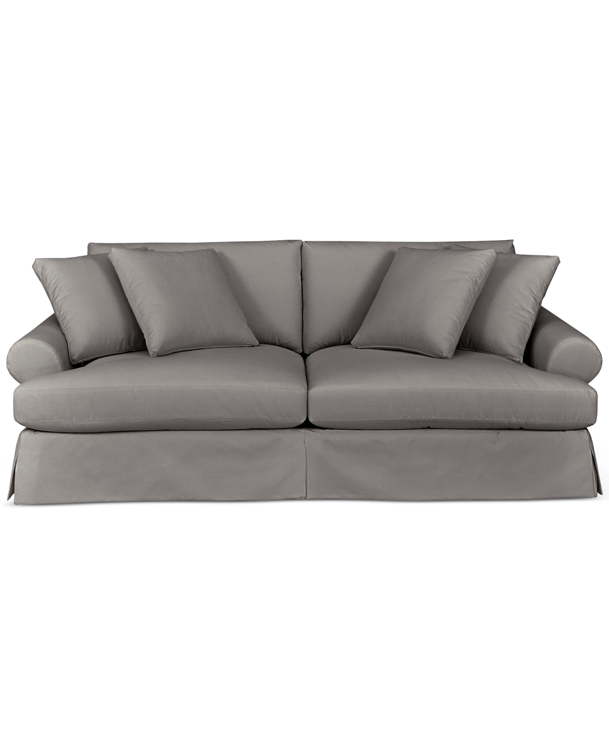 Macy's Brenalee 96" Roll Arm Performance Fabric Slipcover Sofa With Four Pillows In Lily Granite