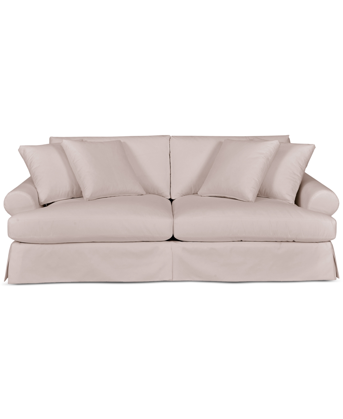 Macy's Brenalee 96" Roll Arm Performance Fabric Slipcover Sofa With Four Pillows In Peyton Birch