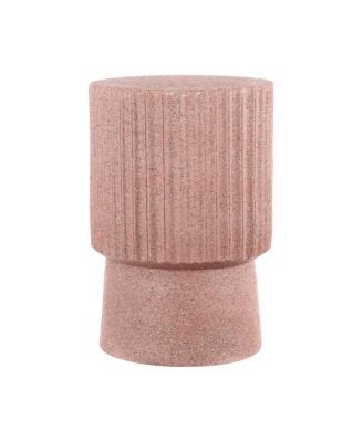 Louisa 19" Modern Art Deco Tambour Indoor/Outdoor Accent Table, Pink Terrazzo