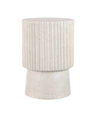 Louisa 19" Modern Art Deco Tambour Indoor/Outdoor Accent Table, Pink Terrazzo
