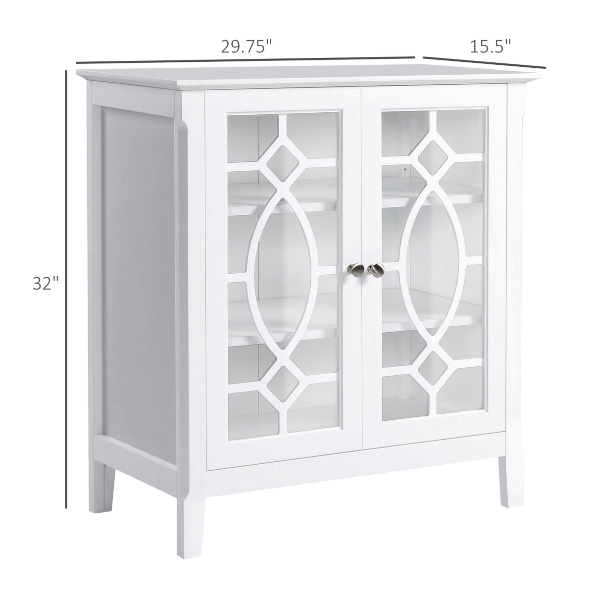 Homcom Sideboard Display Cabinet with Double Glass Doors & 2 Adjustable Shelves