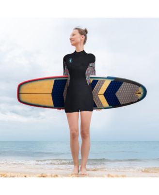 Stellar 2mm Womens Back Zip Springsuit Boy Leg - Black Turquoise