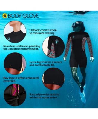 Stellar 2mm Womens Back Zip Springsuit Boy Leg - Black Turquoise