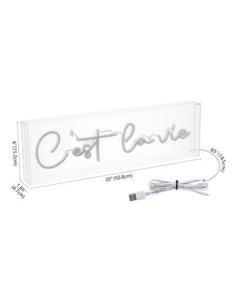 Cest La Vie Contemporary Glam Acrylic Box USB Operated LED Neon Light