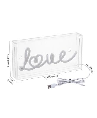 Love Contemporary Glam Acrylic Box USB Operated LED Neon Light