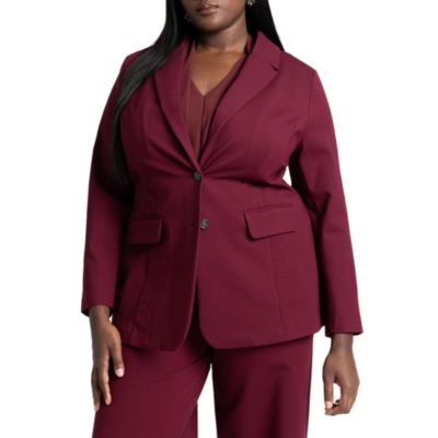 Women's Plus Size The Ultimate Stretch Long Two Button Blazer