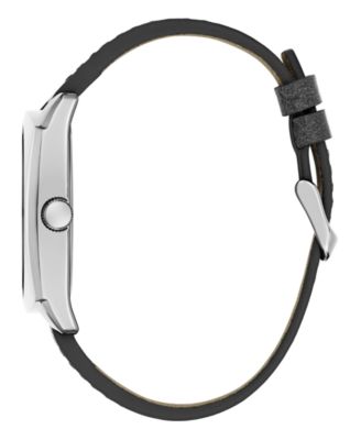 Men's Multi-Function Black Genuine Leather Watch 41mm