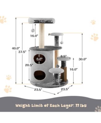 40 Inch Cat Tree Tower Multi-Level Activity Tree with 2-Tier Cat-Hole Condo