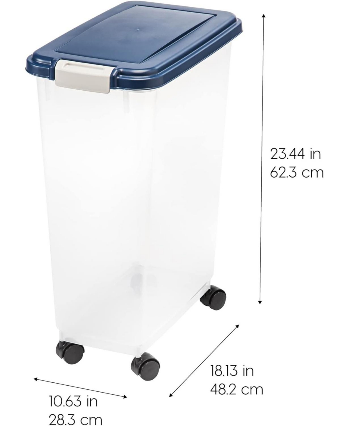 Iris Usa 37.5 Lbs / 47 Qt WeatherPro Airtight Pet Food Storage Container with Attachable Casters, For Dog Cat Bird and Other Pet Food Storage Bin, Kee