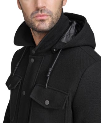 Men's Full-Zip Twill Field Jacket with Removable Hood 