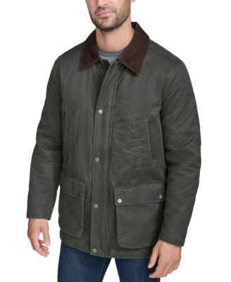 Cole Haan - Men's Corduroy-Shirt-Collar Waxed Rain Jacket
