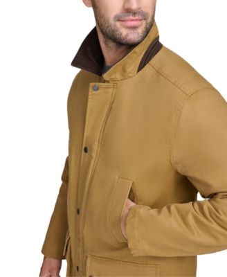 Men's Corduroy-Shirt-Collar Waxed Rain Jacket  
