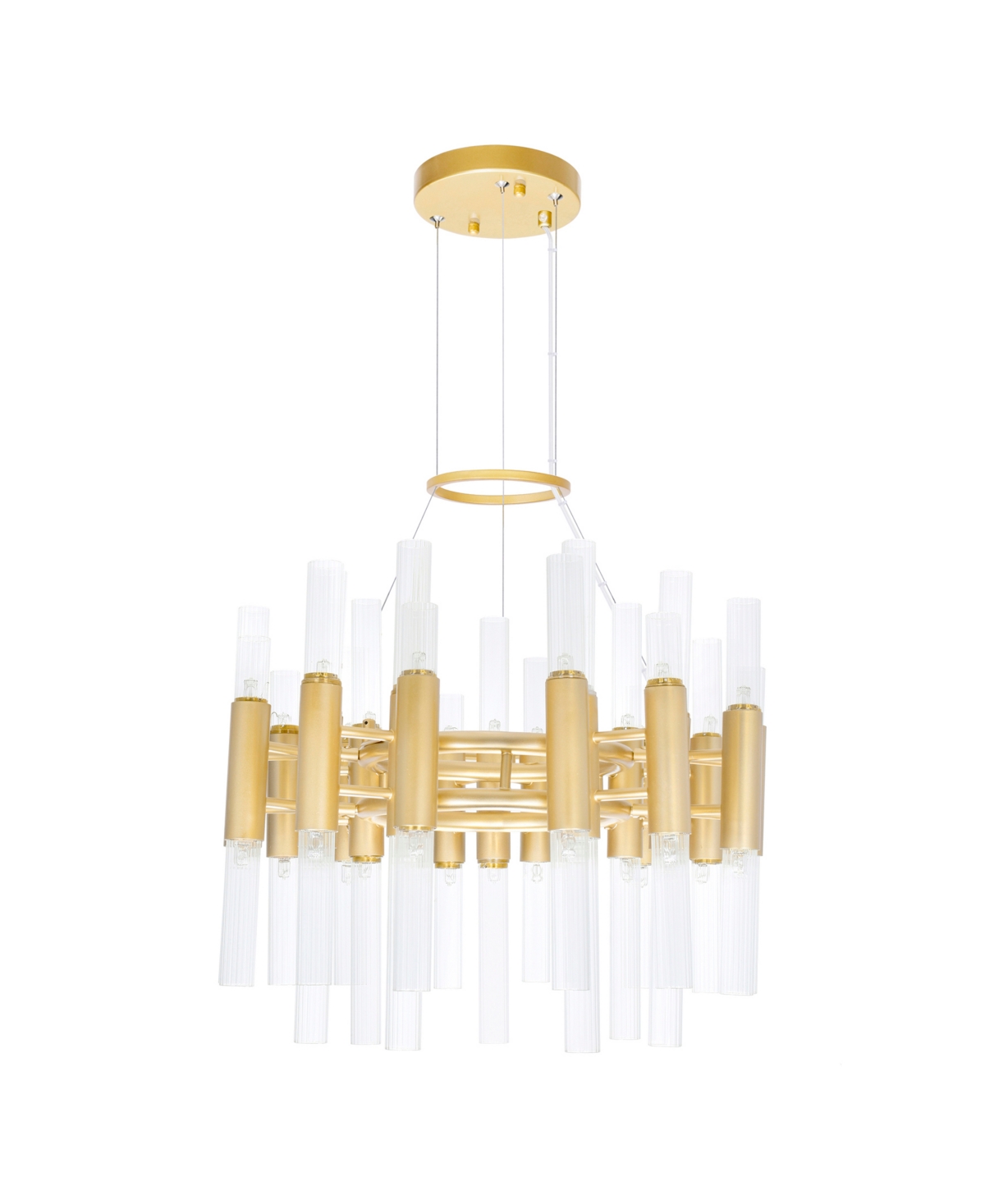 Cwi Lighting 17" Metal Orgue 42 Light Chandelier In Satin Gold