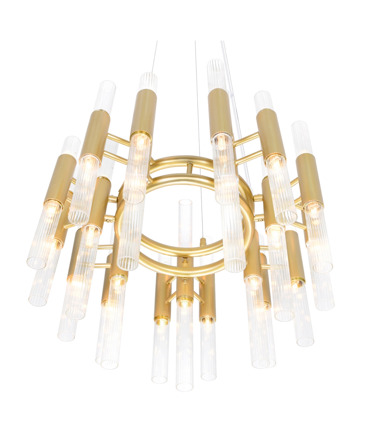 Cwi Lighting 17" Metal Orgue 42 Light Chandelier In Satin Gold